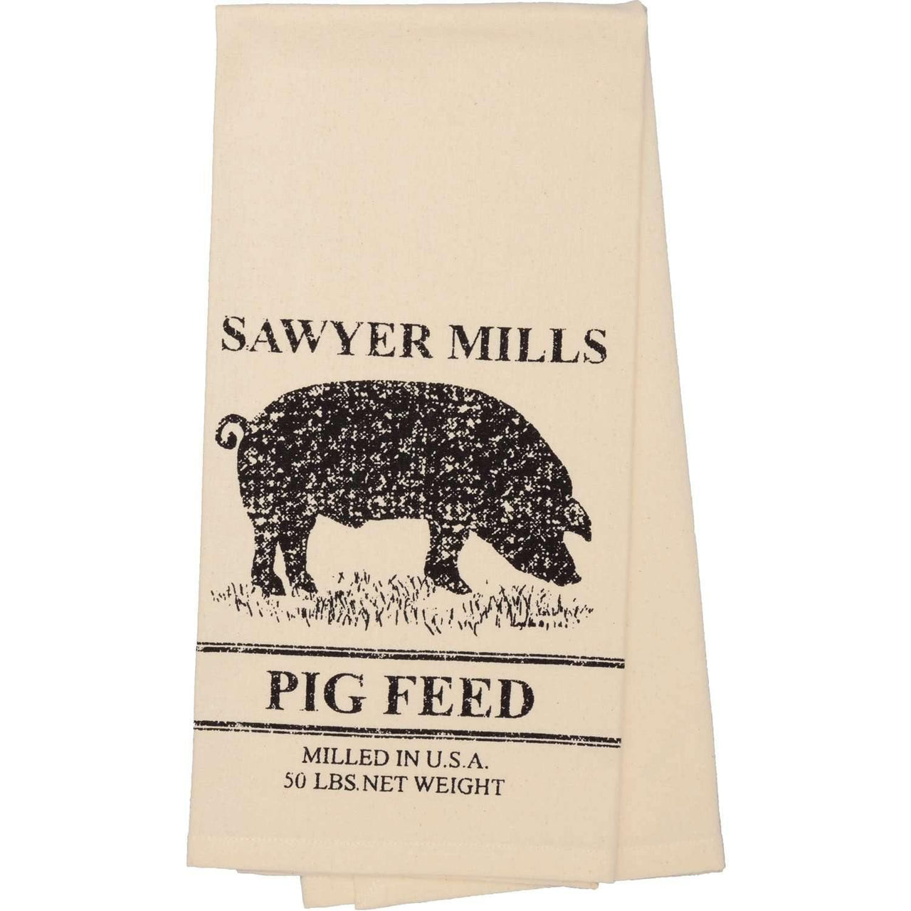 Sawyer Mill Charcoal Pig Muslin Unbleached Natural Tea Towel 19x28 VHC Brands - The Fox Decor