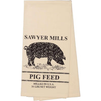 Thumbnail for Sawyer Mill Charcoal Pig Muslin Unbleached Natural Tea Towel 19x28 VHC Brands - The Fox Decor