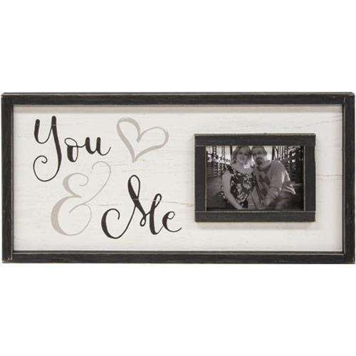 You & Me Framed Sign With Picture Frame, 12x24 Valentine Decor CWI+ 