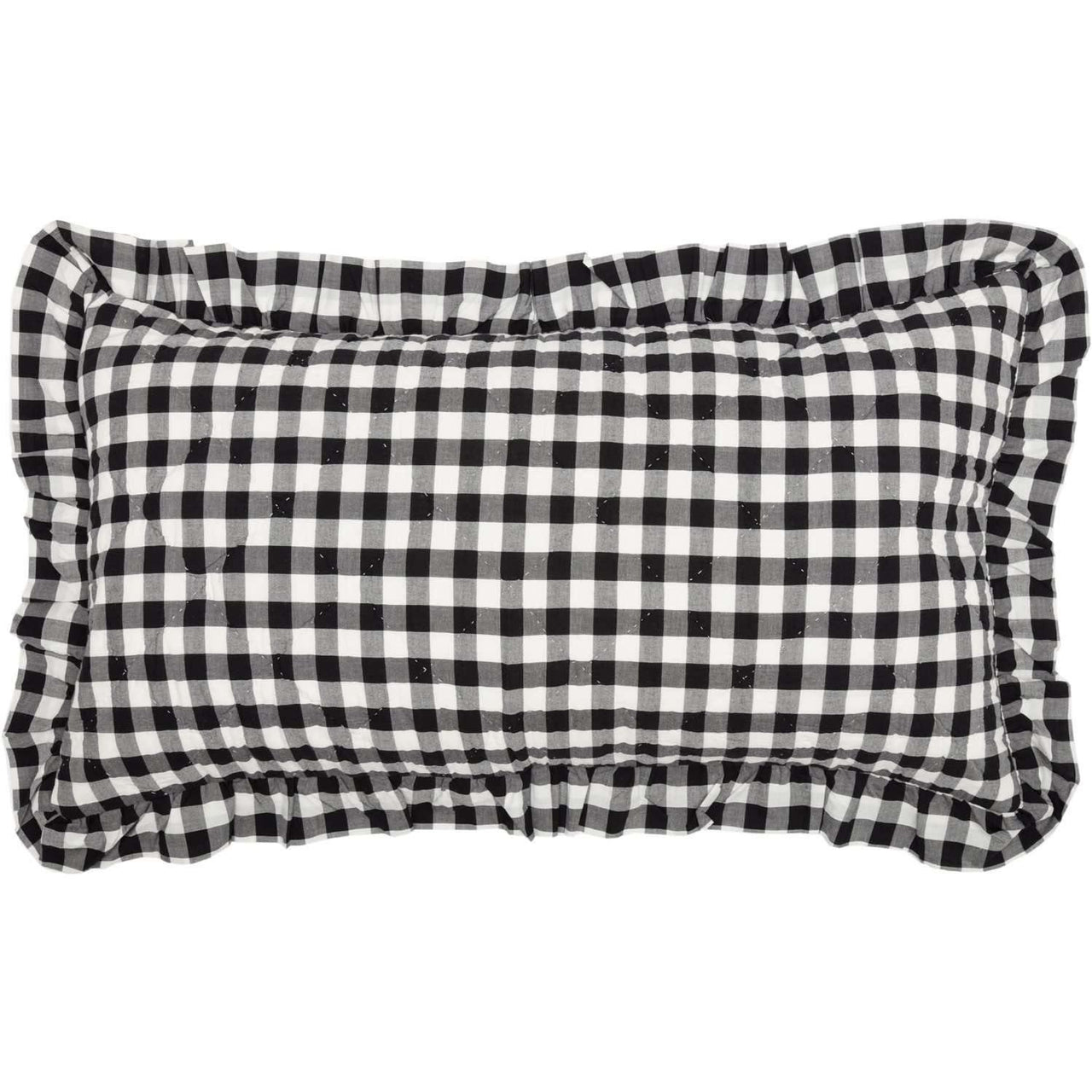 Annie Buffalo Black Check Ruffled King Sham 21x37 VHC Brands - The Fox Decor
