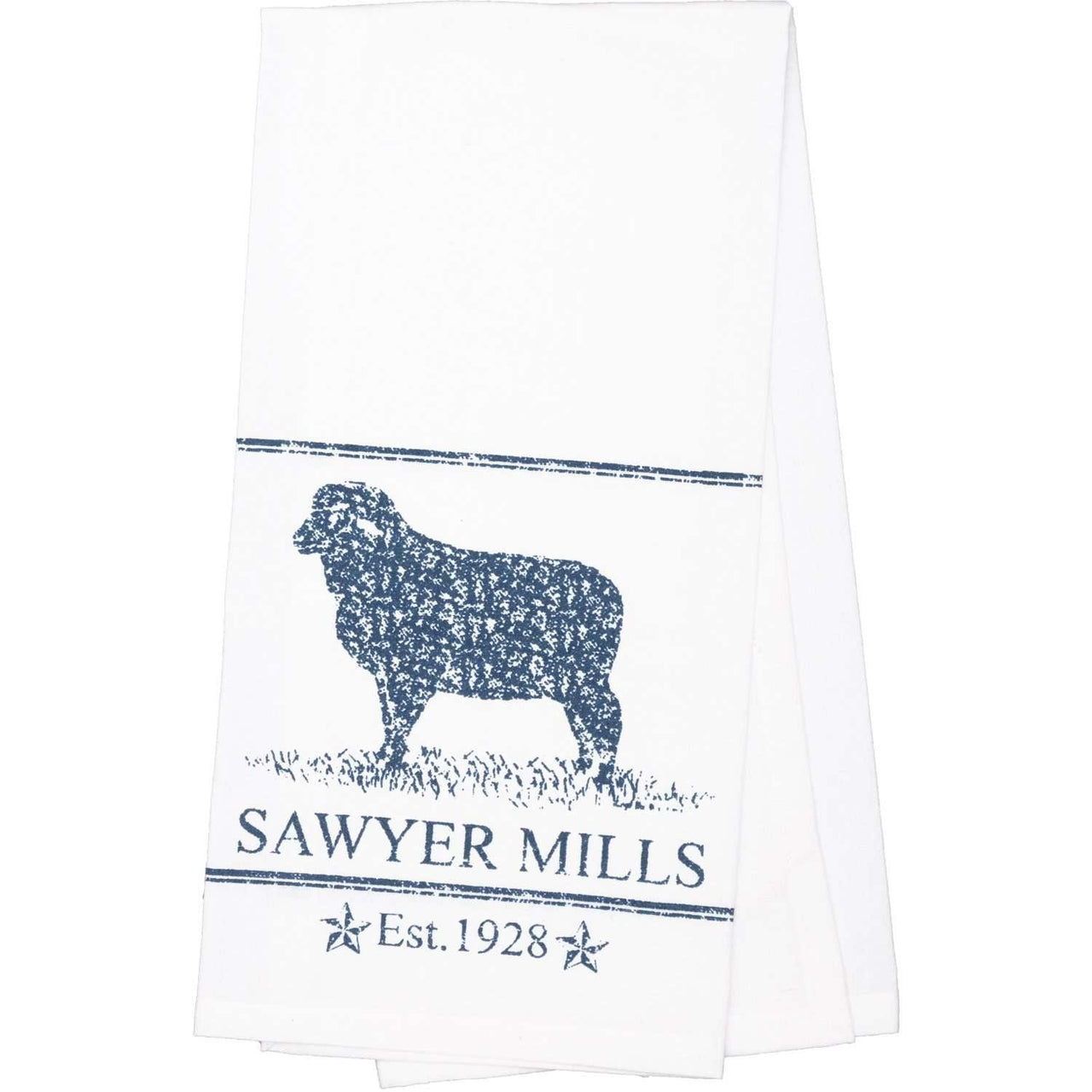 Sawyer Mill Blue Lamb Muslin Bleached White Tea Towel 19x28 VHC Brands - The Fox Decor