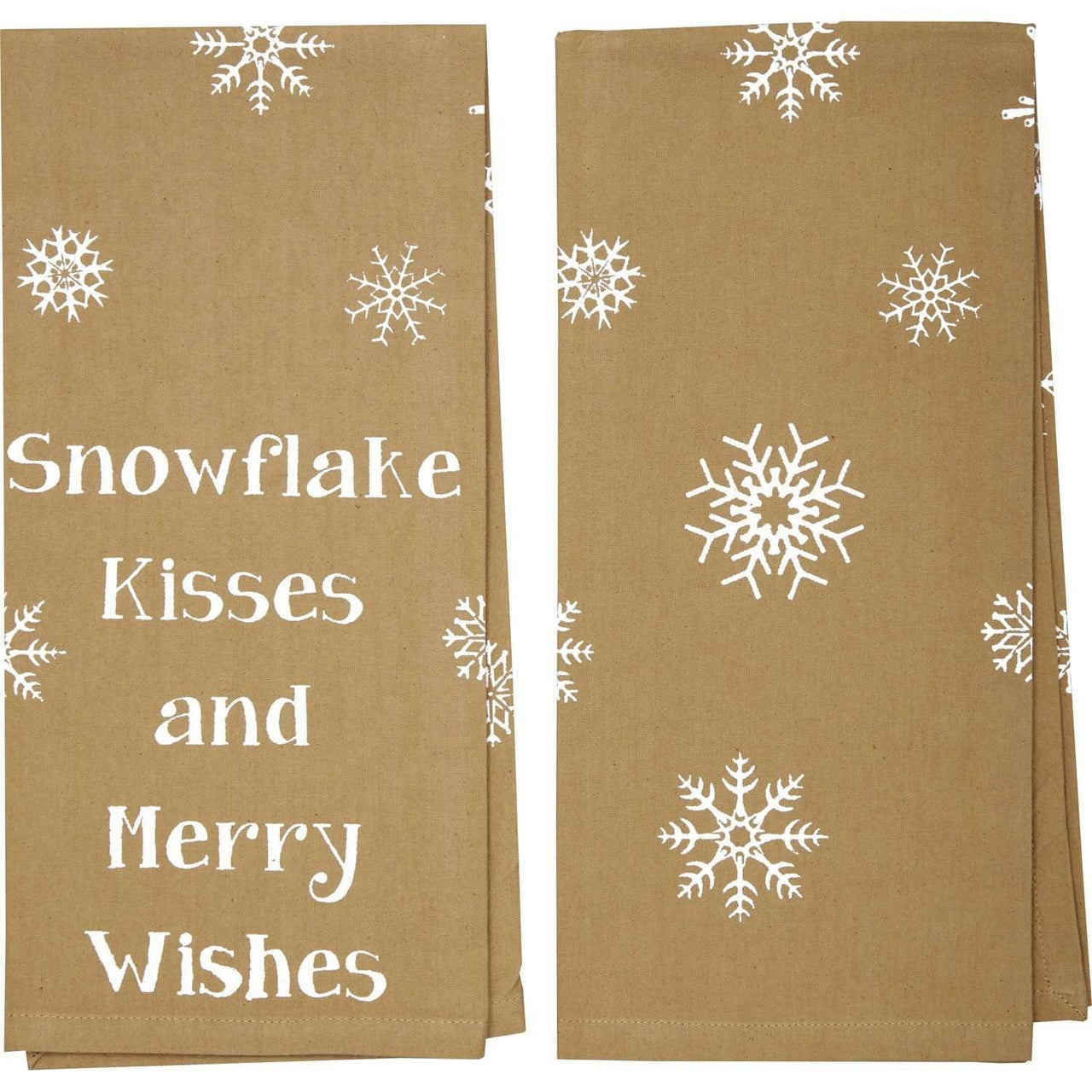 Snowflake Burlap Natural Snowflake Kisses Tea Towel Set of 2 19x28 VHC Brands - The Fox Decor